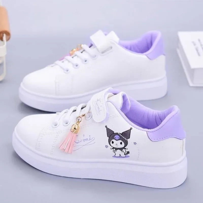 Sanrio hello kitty  spring autumn non-slip net shoes girl casual shoes cartoon board shoes kuromi sports shoes cute Sneakers
