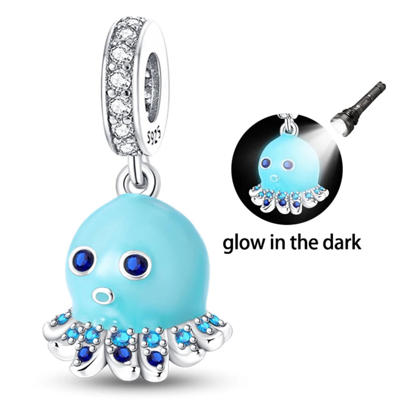 Hot Sale 925 Sterling Silver Ocean World Series Sea Turtle Starfish Little Crab Octopus Charms Bead Fit 925 Bracelet DIY Jewelry