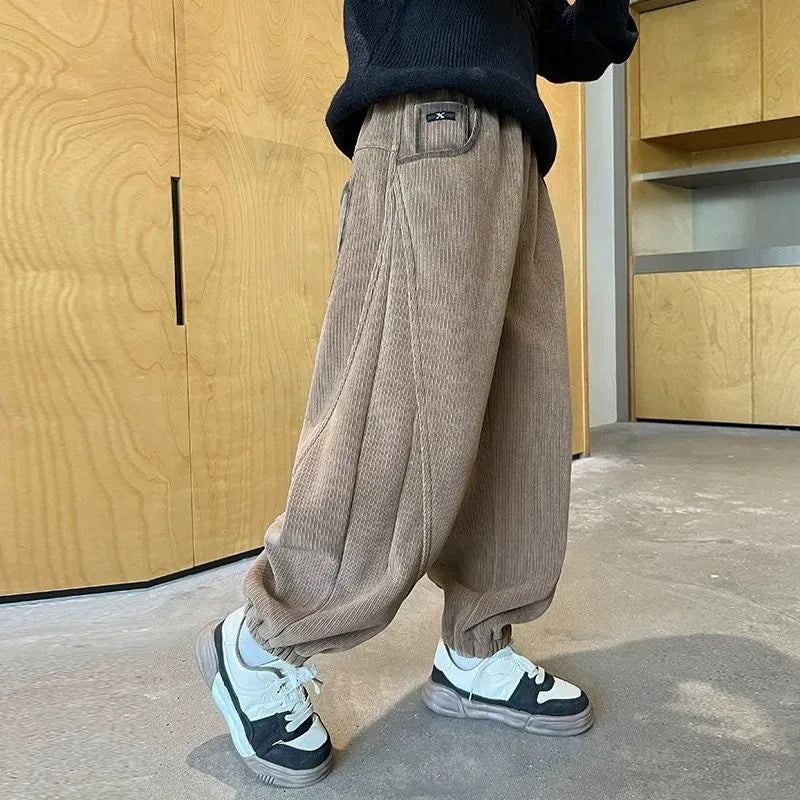 2025 New Boys' Corduroy Pants Spring Autumn Toddler Boy Sports Casual Pants