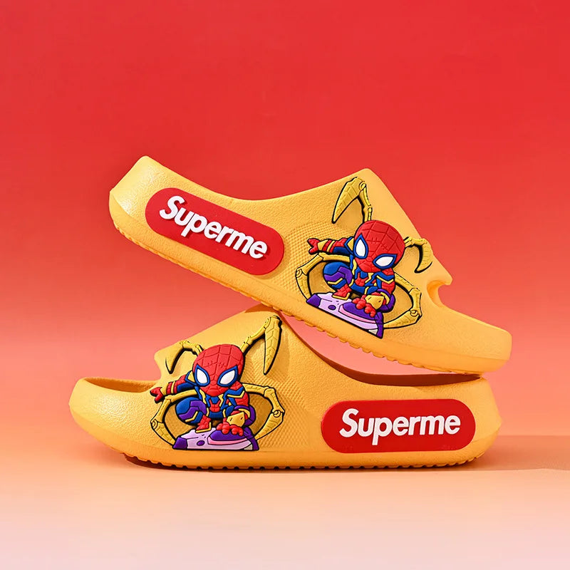 Disney Children Home Slippers Kids Cartoon Spiderman Boys Girls Soft Sole Shoes Anti-Slip Beach Slippers Size 24-45