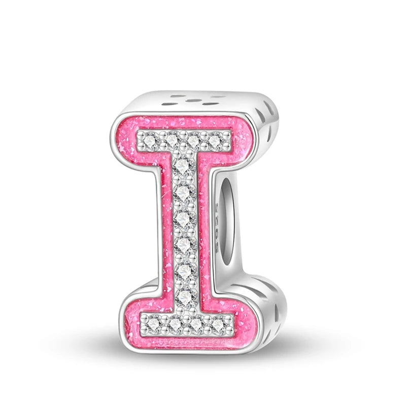 Pink Girl Series 925 Sterling Silver Alphabet Charms Beads Cute Letter Fit Original Bracelet Bangle Necklace DIY Jewelry