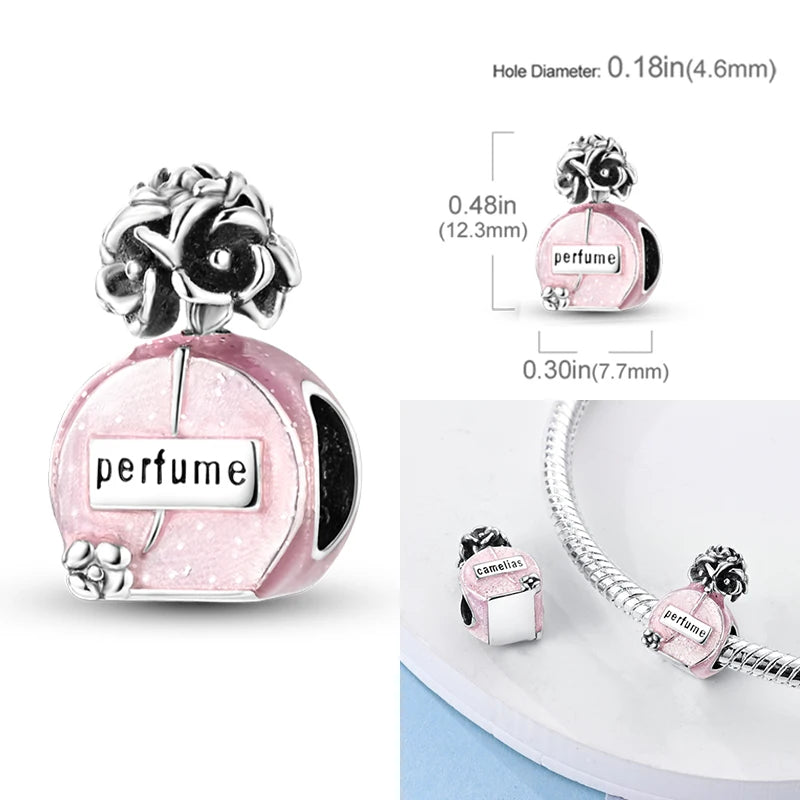 Hot Sale Charms Beads 925 Sterling Silver Pink Perfume Bottle Letter Luminous Firefly Tarot Card Beads Fit DIY Bracelets Jewelry