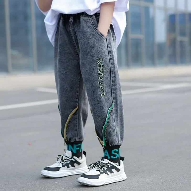 Kids' Loose Fit Dad Jeans for Boys & Girls, Big Kids Spring Autumn School Jeans, Stylish & Trendy Long Pants