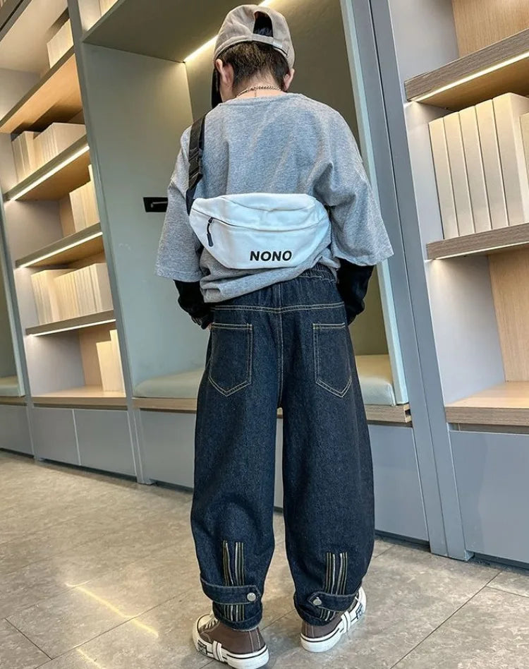 2025 New Boys' Denim Jeans 2025 Trendy Tween Boys Casual Long Pants Boys' Relaxed Fit Jeans Hot Sale