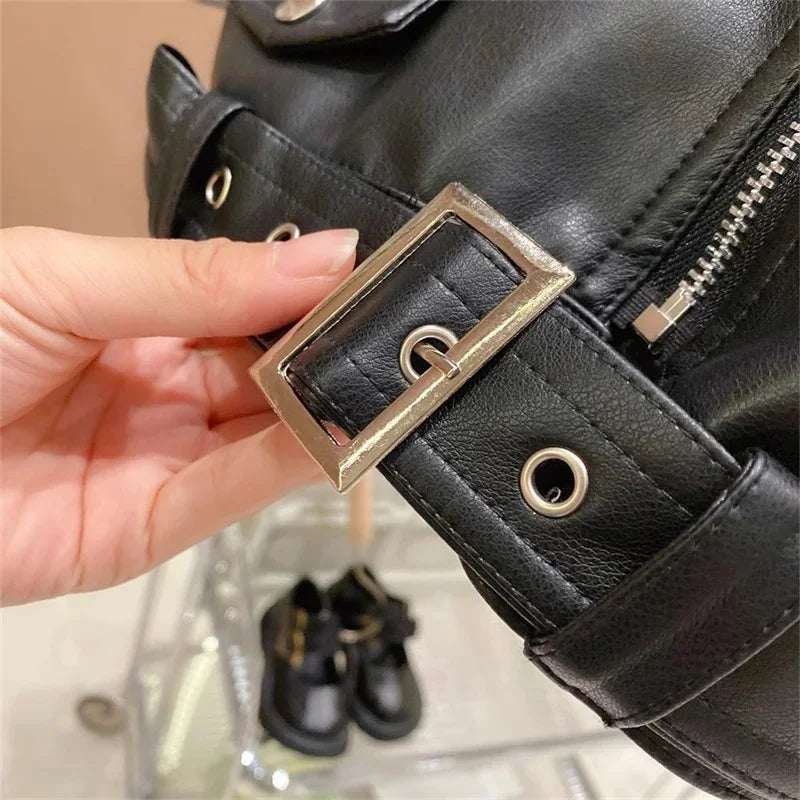 Boys Pu Leather Jackets Spring Autumn Children Handsome Outerwear Kids Zipper Trends Coats Baby Classics Clothes 2-8 Years