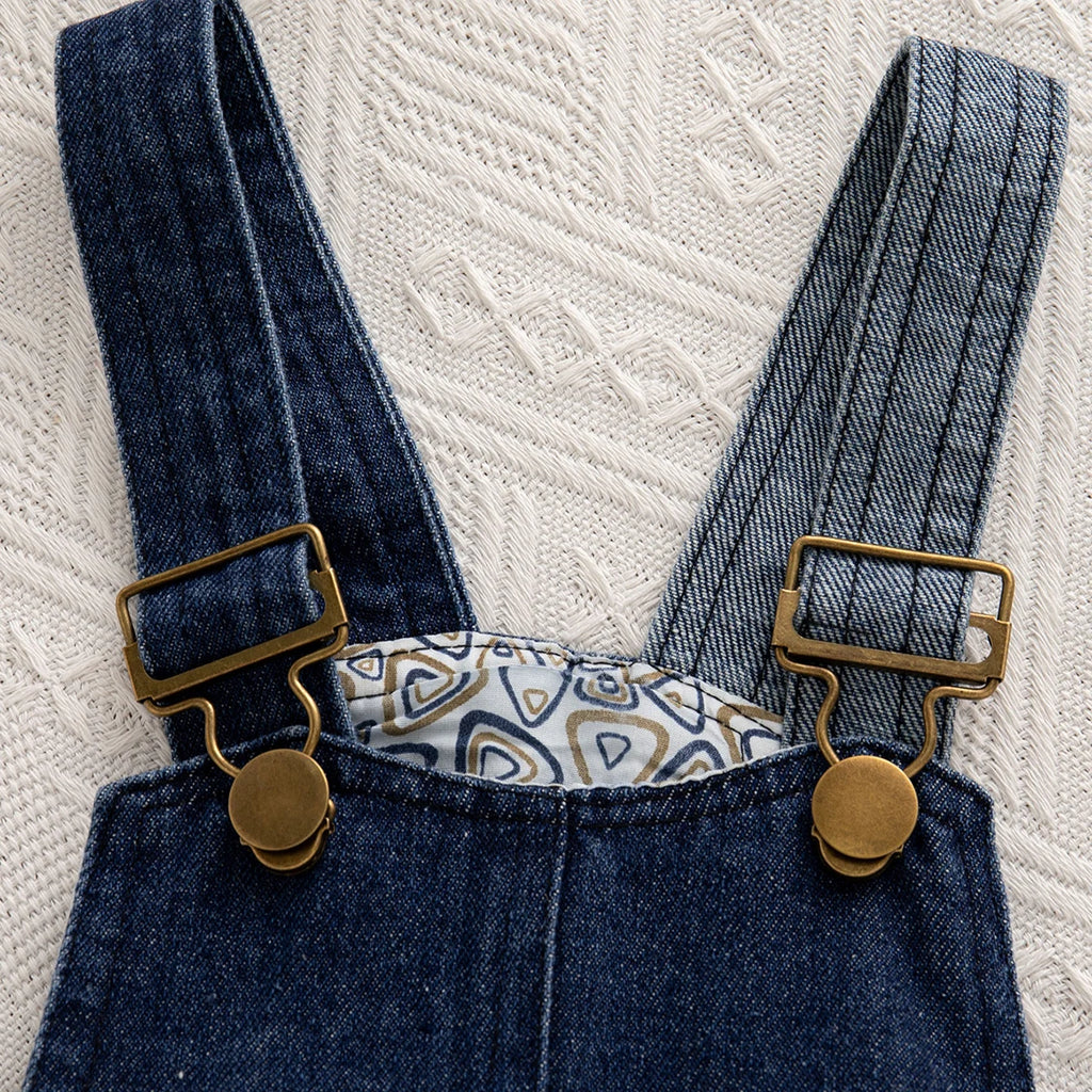 Spring And Autumn New Baby Girl Two Piece Set, White Long Sleeve Top+Beef Strap Skirt Children'S Clothing (9 Months -4 Years)