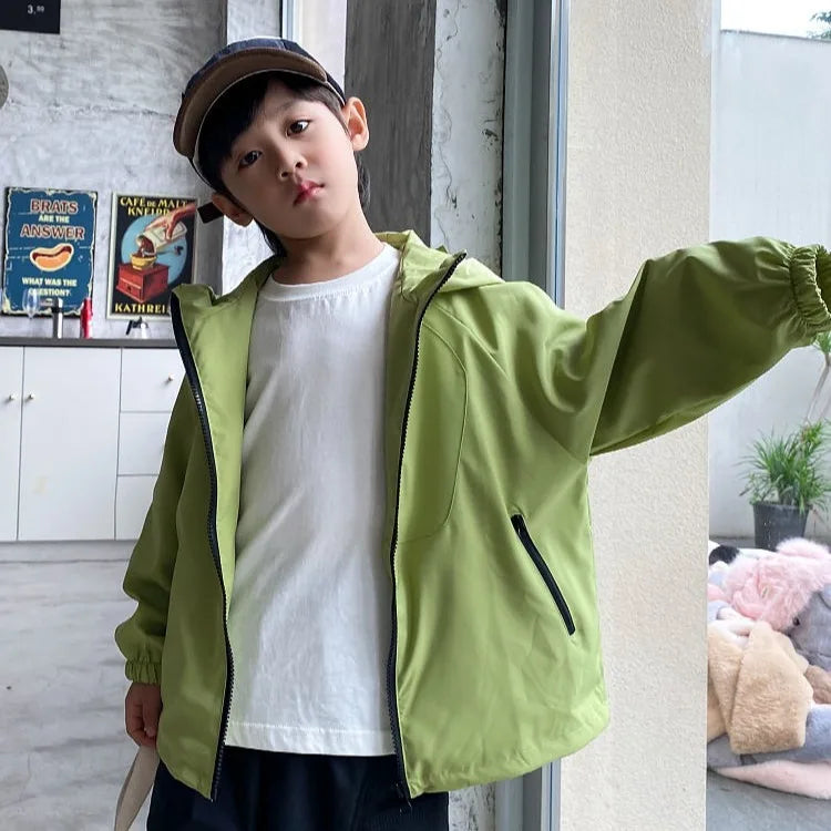2025 New Kids Outdoor Jacket Unisex Sporty Design Spring Autumn Wear Trendy Waterproof Windproof Jacket for Boys Girls Ages 8-14
