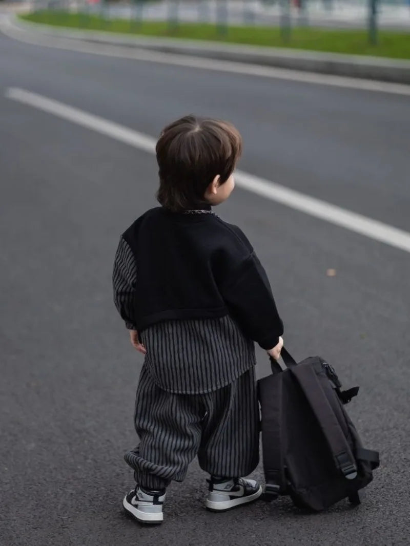 Fleece-Lined Hoodies Set Kids Clothes Boys Children's Suit for Boy Boy´s Clothing Winter 8 10 Year Old Sets Outdoor Top Bottom