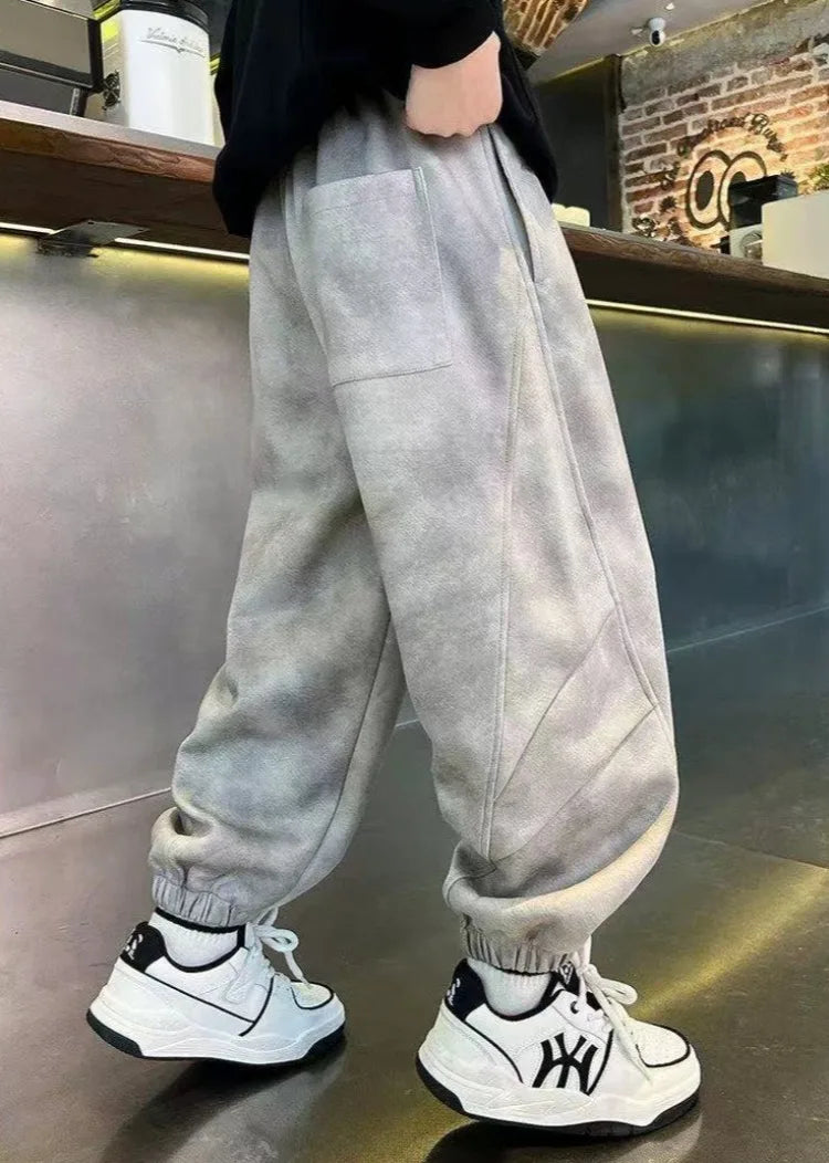 New 2025 Boys' Korean Style Loose Sweatpants - Trendy Tie-Dye Casual Pants for Big Kids (Spring Autumn)