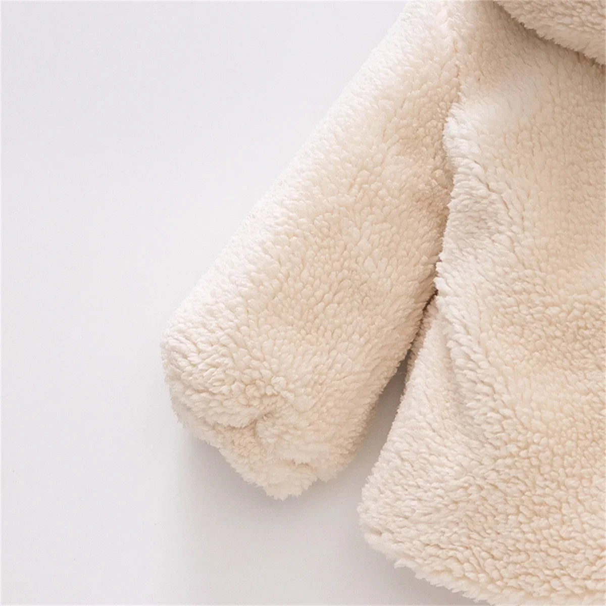 (0-3 Years Old Girls) Winter New Girls' Top Warm Furry Hat Bow Ribbon Warm Cute Hooded Bear Ears Long Sleeve Pocket