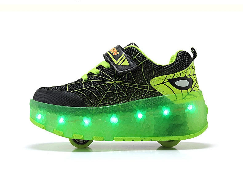 Boys Girls Roller Shoes LED Light Up USB Charging Children Roller Skate Casual Skateboarding Shoes Sports Shoes Kids Sneakers