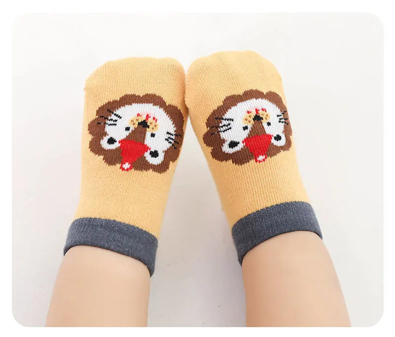 6 Pairs Spring Summer Kids Cotton Socks Children Autumn Cute Cartoon Animal Pattern Comfy Breathable Baby Non-slip Floor Socks