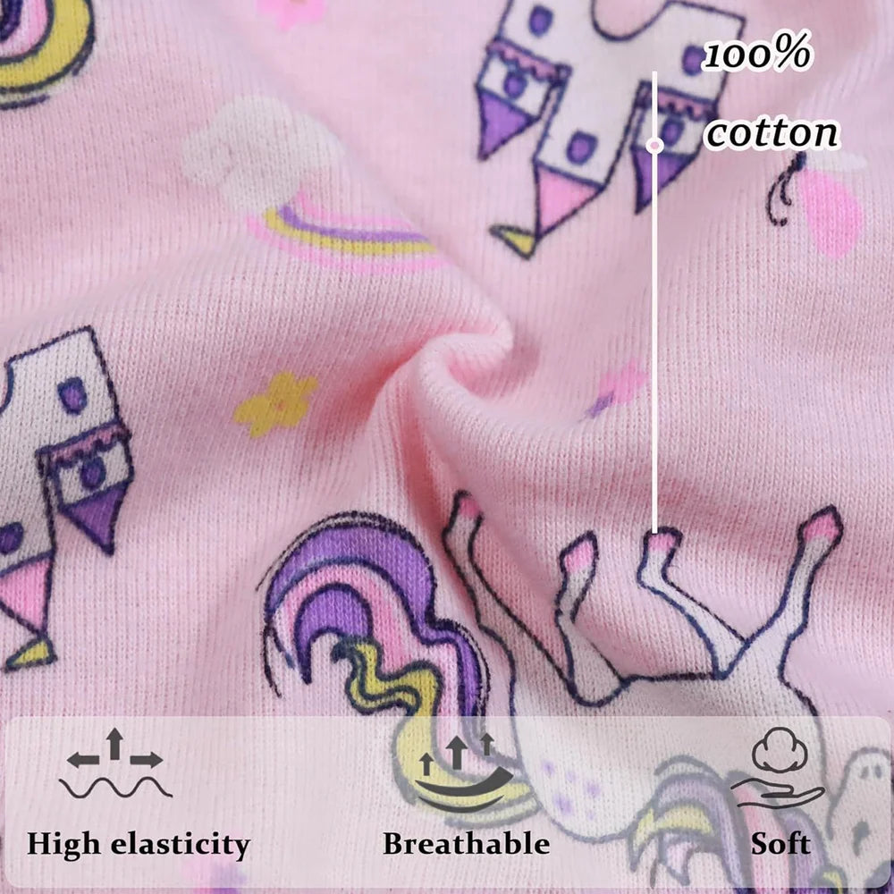 1/3/6/9 Pcs Children's Girls Panties 100% Cotton Soft Pretty Cartoon Unicorn Print Underwear For Girls Undies Boxer Breathable