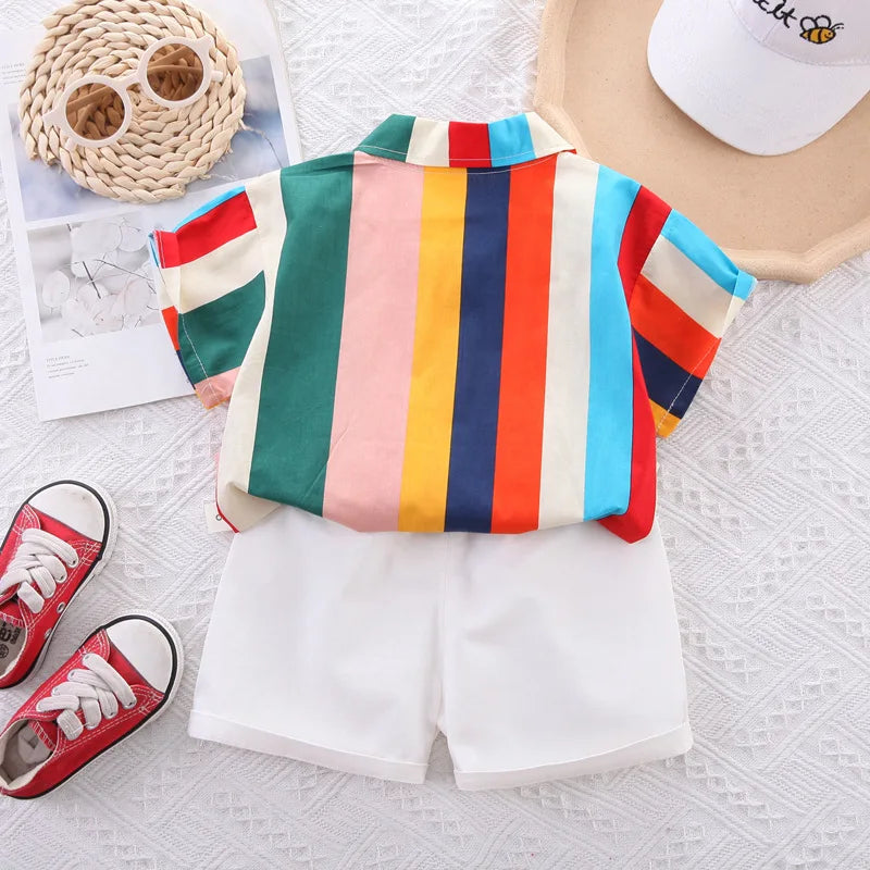 New Summer Baby Boys Clothes Children Striped Shirt Pants 2Pcs/Sets Toddler Casual Costume Kids Tracksuits Infant Outfits