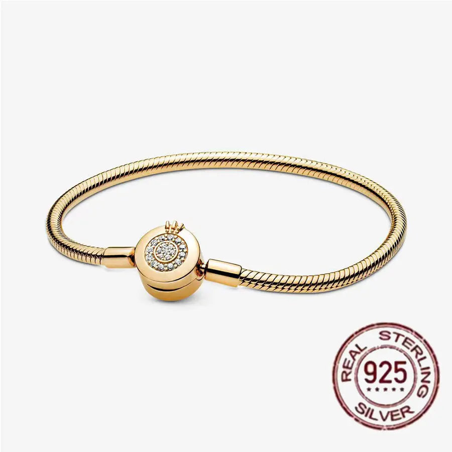 Hot selling S925 sterling silver crown snake bone bracelet, suitable for original DlY bracelet, women's fashion jewelry