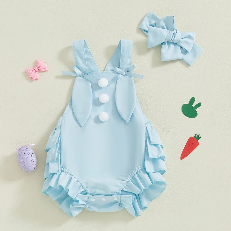 Toddler Girls 3Pcs Summer Outfits Floral Print Sleeveless Romper Headband Sandals Set Baby Clothes for 0-24 Months