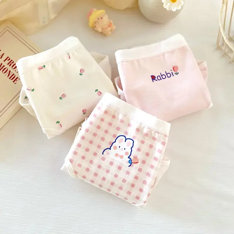 5PCS Kid Cotton Cartoon Antibacterial Panties Girls Thin Breathable Soft Briefs 3+y Young Child Underwears Toddler Cute Knickers