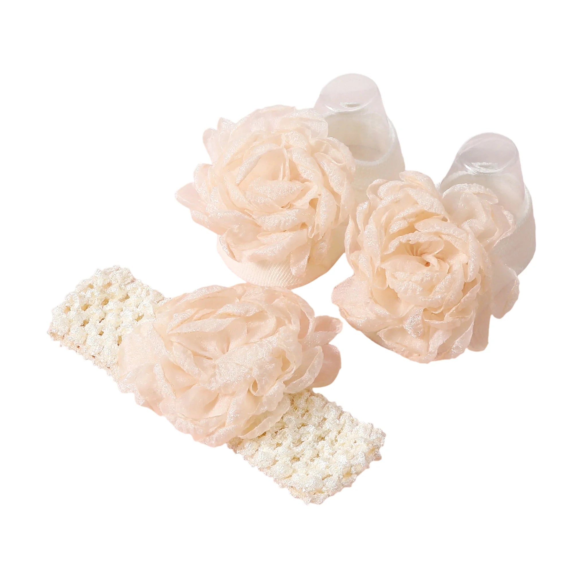 Adorable Baby Girls Hair Bow Clips and Socks Set Sweet Floral Headbands and Ankle Socks Infant Christening Outfit Accessory