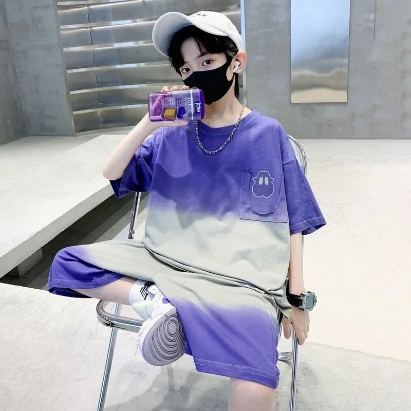 Gradient Sportswear Set 2025 New Children's Clothing Clothes for Cotton Boys Kids Sweatshirt Tracksuit Boy 8 10 Year Old Top