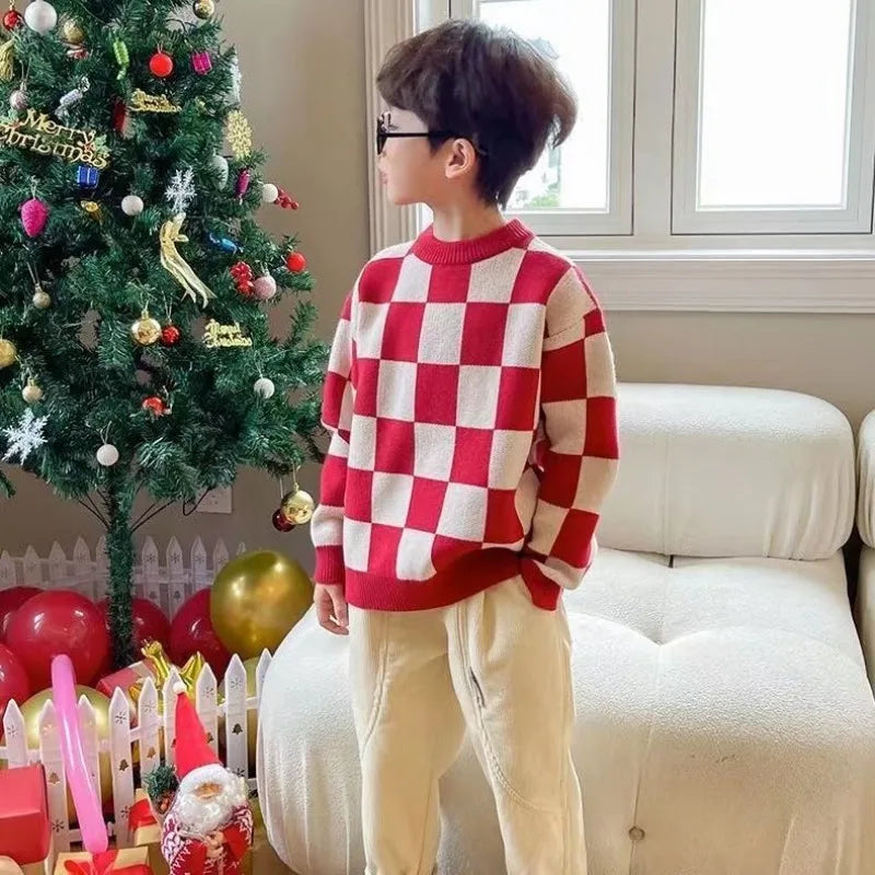 2025 New Kids' Autumn Winter Sweater Unisex Knitwear Warmth Korean Style Stylish New Year's Gift Premium Quality