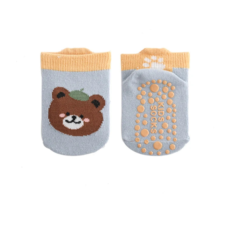 6 Pairs Spring Summer Kids Cotton Socks Children Autumn Cute Cartoon Animal Pattern Comfy Breathable Baby Non-slip Floor Socks