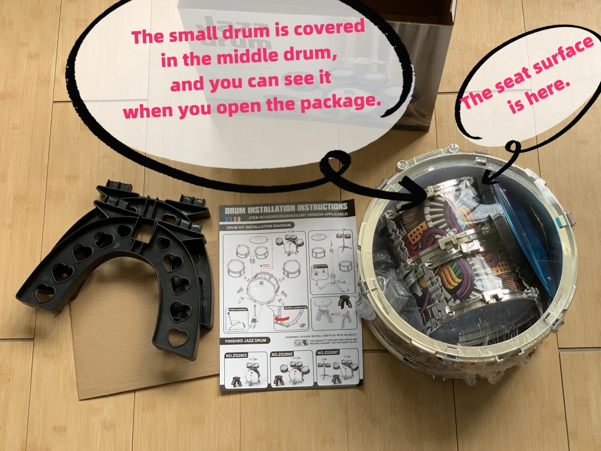 Kids Drum Set Toddler Jazz Drum Kit Toys with Stool Pedal Percussion Musical Instruments Drum Toy Early Education Gift for Boys