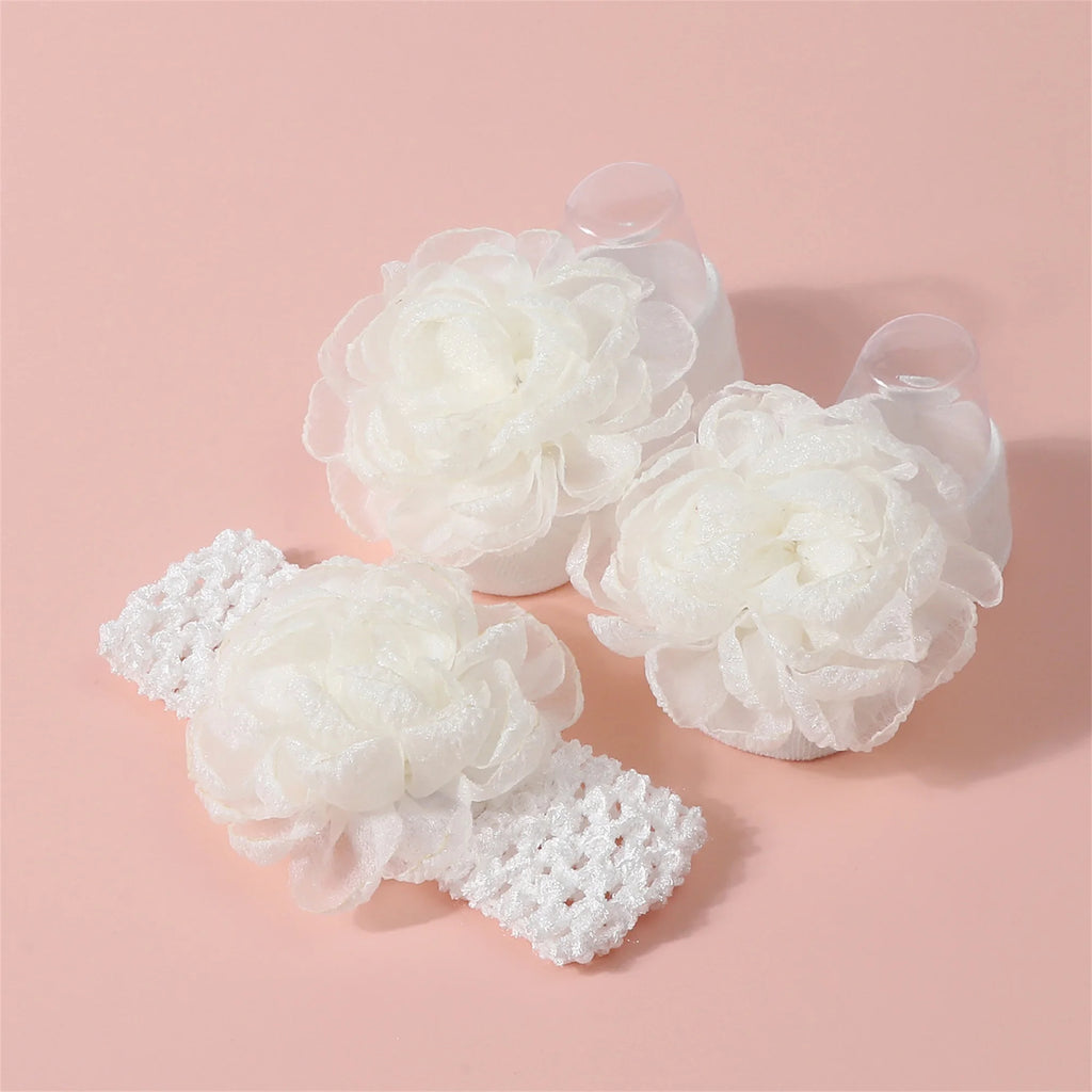 Adorable Baby Girls Hair Bow Clips and Socks Set Sweet Floral Headbands and Ankle Socks Infant Christening Outfit Accessory