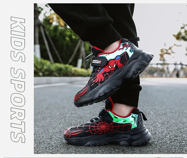 Disney Kids Sneakers Boys Tennis Shoes Comfortable Mesh Shoes Lightweight Outdoor Children's Sports Walking Black Blue Shoes