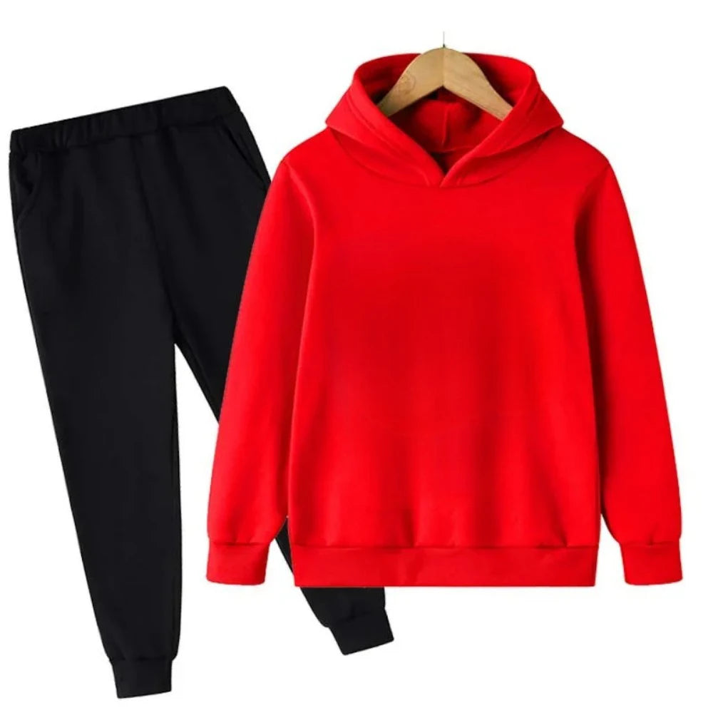 Autumn Winter Children 2Pcs Set Fashion Sports Hoodie+Pants Suits 4-14 Years Boys Girls Casual Outfits Tracksuits Kids Clothing