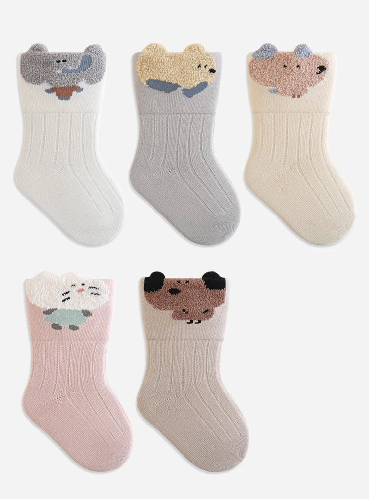 3/5 Pairs Cartoon Newborn Socks Children'S Socks Spring And Autumn Cute Boy Girls Kids Toddler Socks Baby Accessories