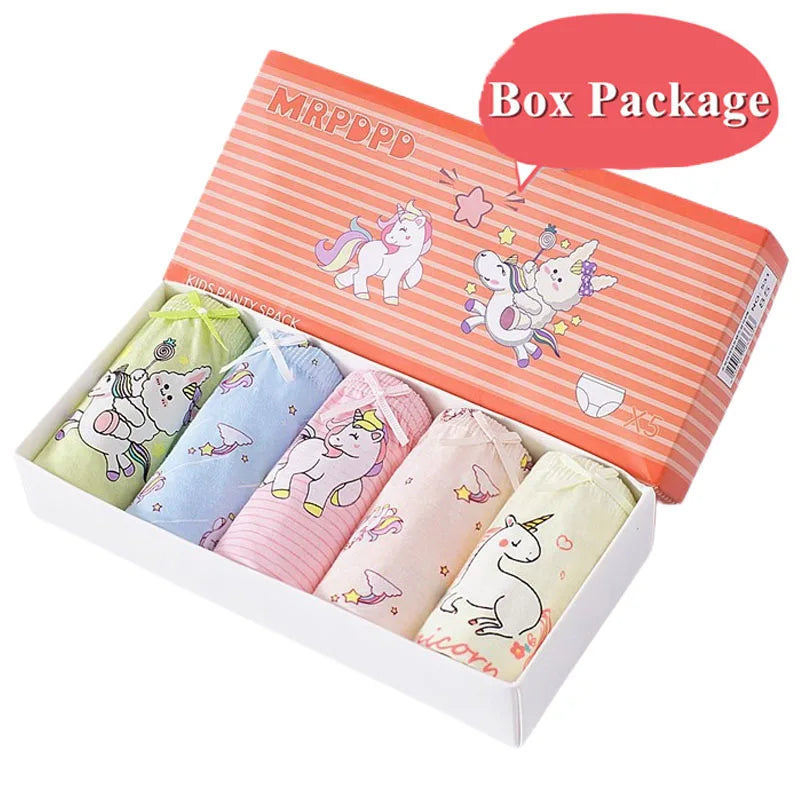 5Pcs / Set Girls Underwear Cotton Cute Unicorn Pattern Little Girls Panties Breathable Comfort Kids Hipster Briefs