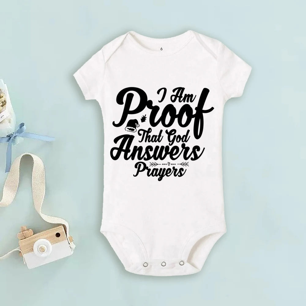 Proof That God Answers Prayers Baby Bodysuit Little Answered Prayer Romper Baby Announcement Bodysuits Newbron Shower Gift