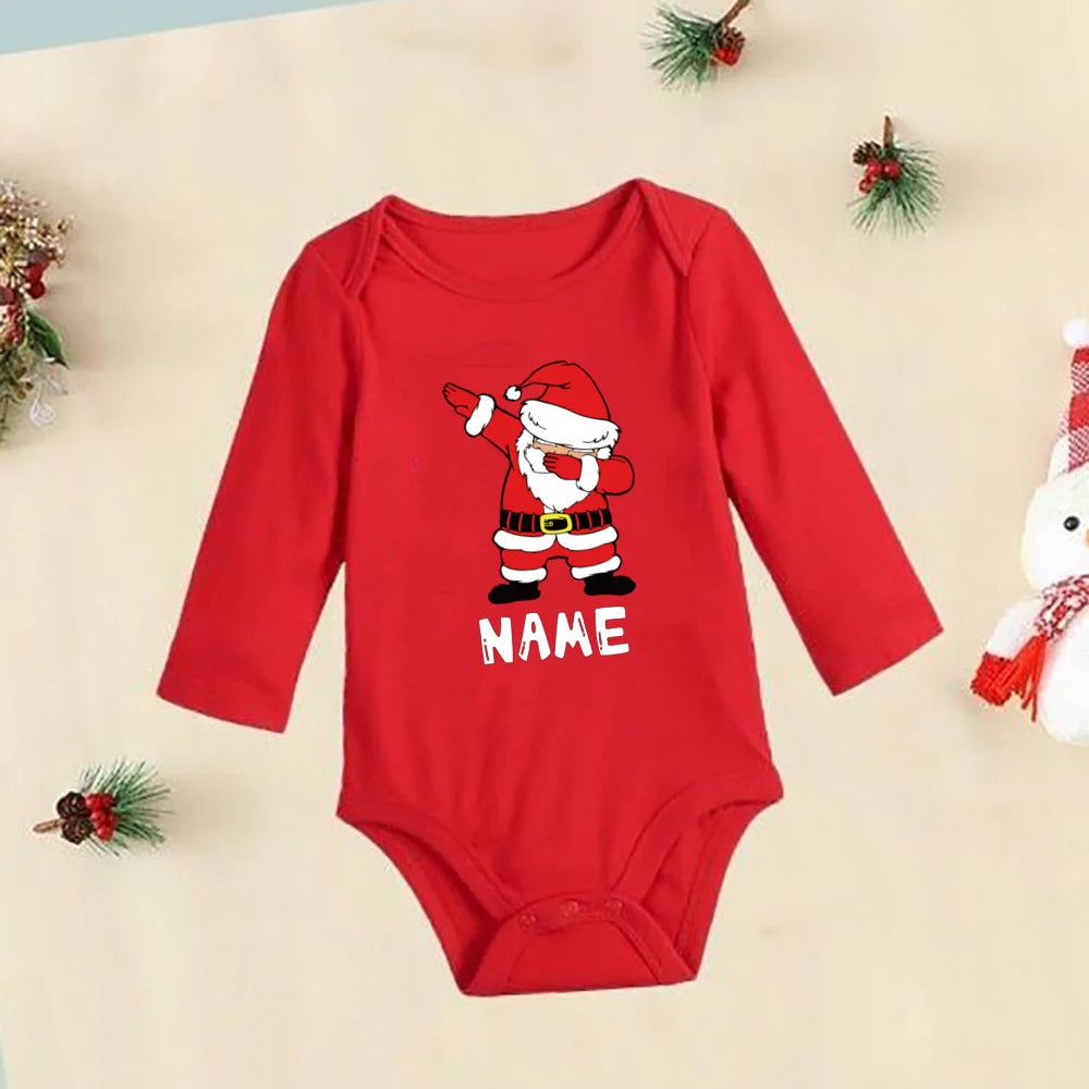 Personalized Christmas Deer Baby Bodysuit Custom Name Infant Romper Boys Girl Cute Clothes Xmas Party Baby Gift Xmas Rompers