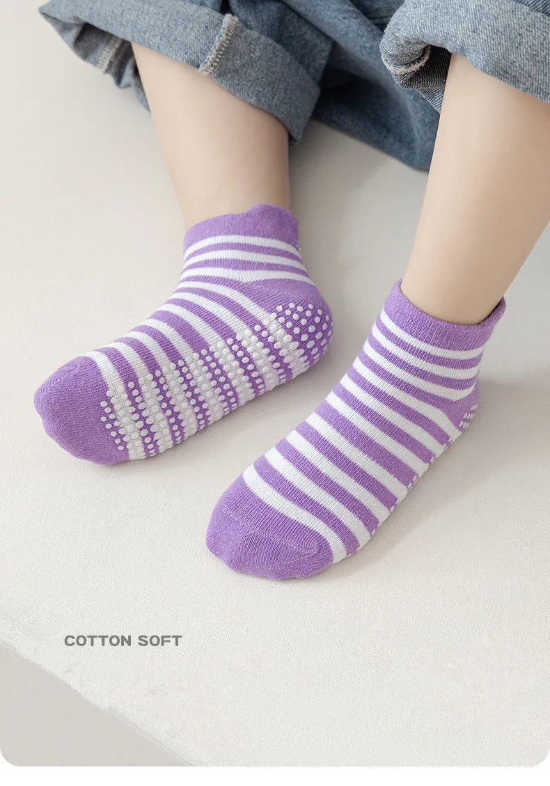 6 Pairs 0-5 Years Old Non-Slip Kids Socks with Grip Little Girls Boys Ankle Socks Infants Toddlers Children Floor Socks