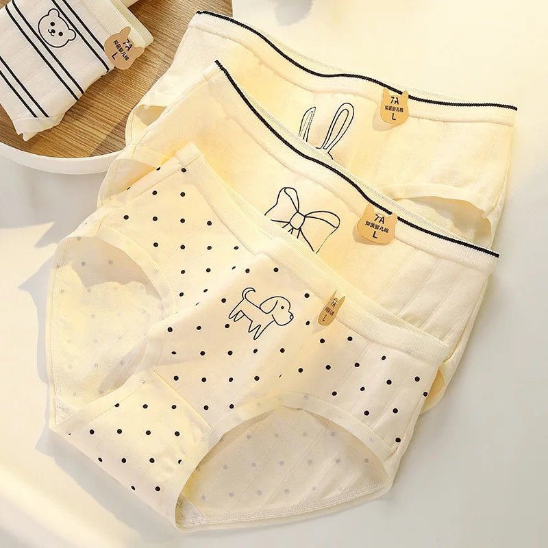 5PCS Young Girls Cotton Antibacterial Panties Kids Thin Breathable Comfort Briefs 8+y Child Clothes Maiden Cute Print Underwears