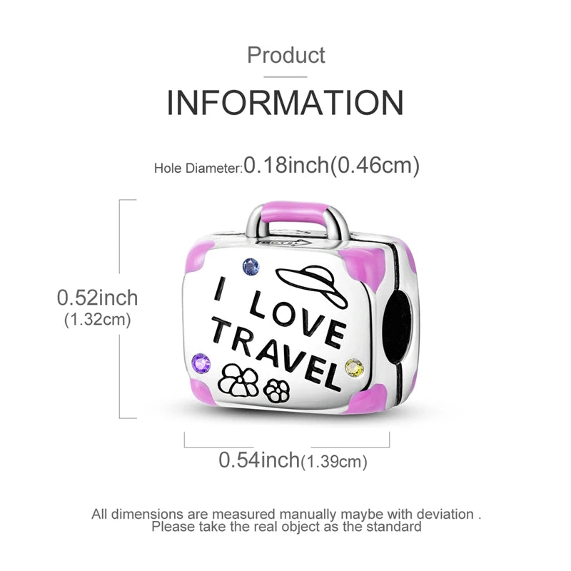 Pink Series Original 925 Sterling Silver Charm Bead Travel Airplane Pendant Fit Original Bracelet Necklace For Women DIY Gift