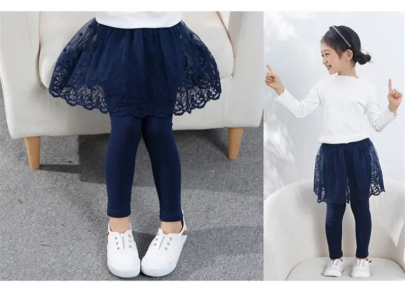 New Baby Girls Leggings Lace Princess Skirt-pants Spring Autumn Children Slim Skirt Trousers for 2-7 Years Kids Clothes