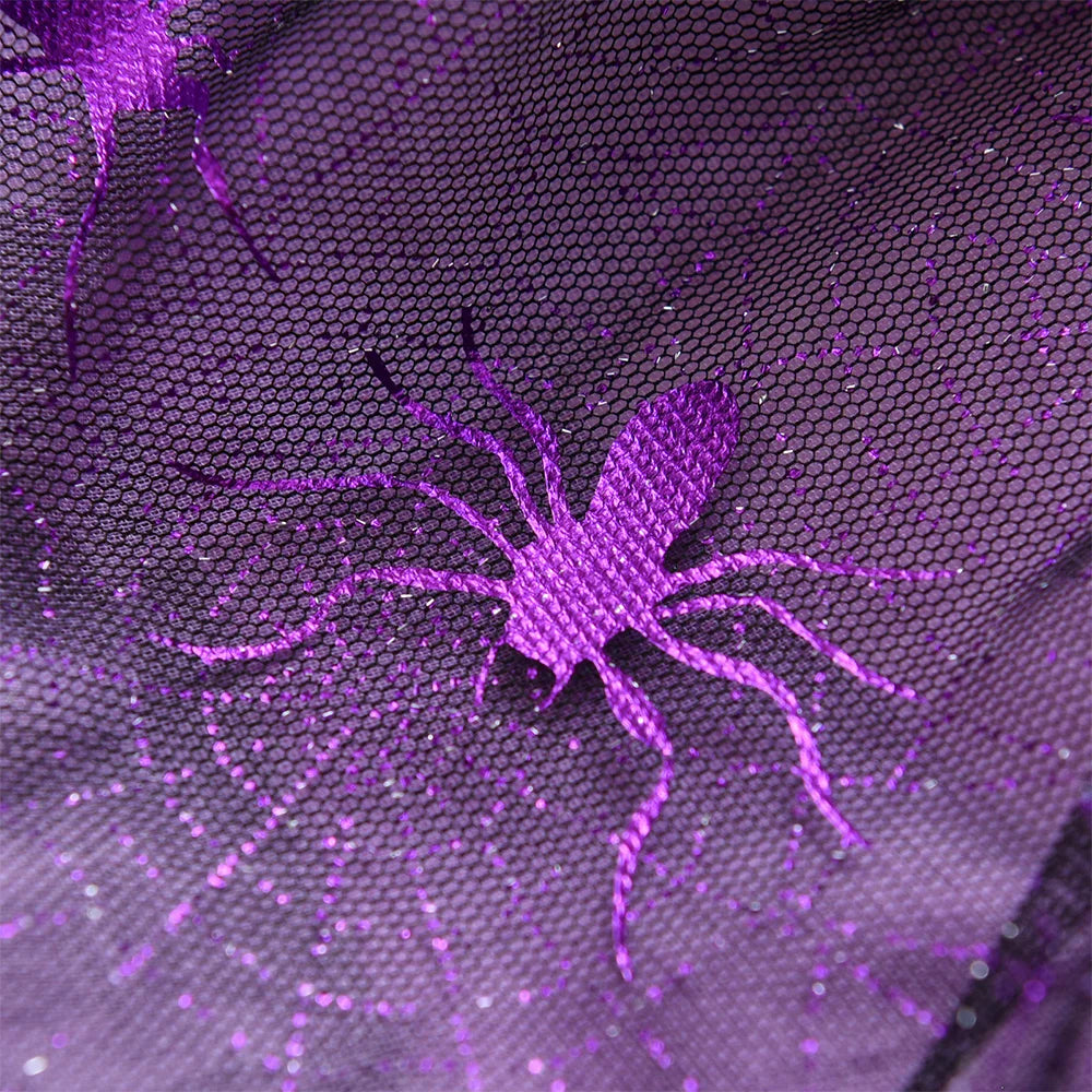 VIKITA Girls Halloween Festival Cosplay Skirt Kids Cobweb Purple Mesh Tulle Ruffles Party Princess Mini Skirts Children Clothes