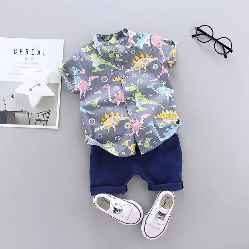 New Summer Baby Clothes Suit Children Boys Fashion Cartoon Shirt Shorts 2Pcs/Sets Infant Outfits Toddler Costume Kids Tracksuits