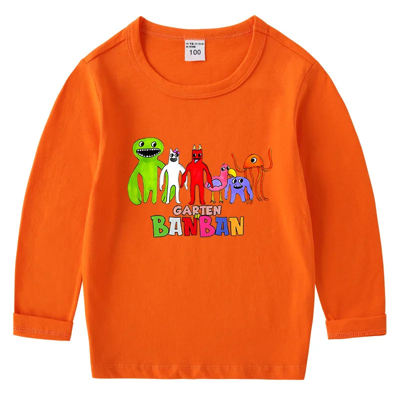 Hot Game Garden of Banban Print Cartoon 2-8Year Kids T-shirt Girls Clothes Spring Baby Boys Long Sleeve T shirt Children Tops