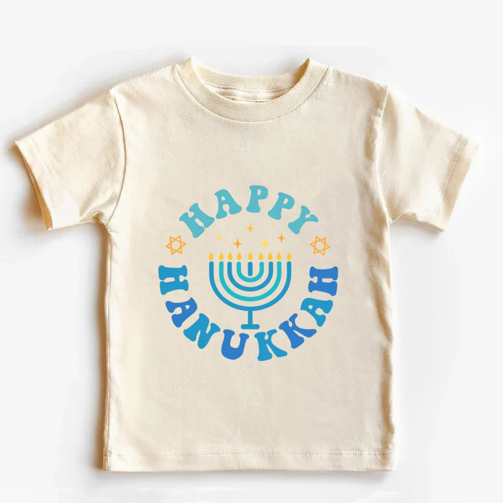 Kids Hanukkah Latke Shirt Little Latke Lover Jewish Menorah Hebrew Holiday Tops Happy Hanukkah Jewish T-Shirt Toddler Youth Tee
