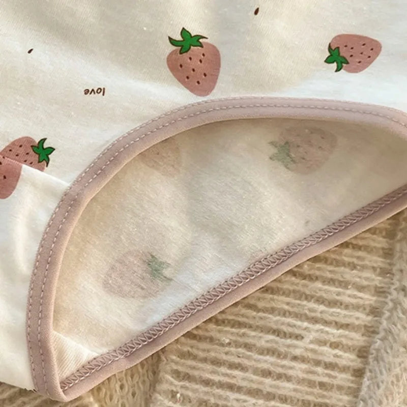 5PCS Kids Girls Cotton Soft Antibacterial Briefs Baby Cute Strawberry Print Panties 2+y Young Children Thin Breathable Underwear