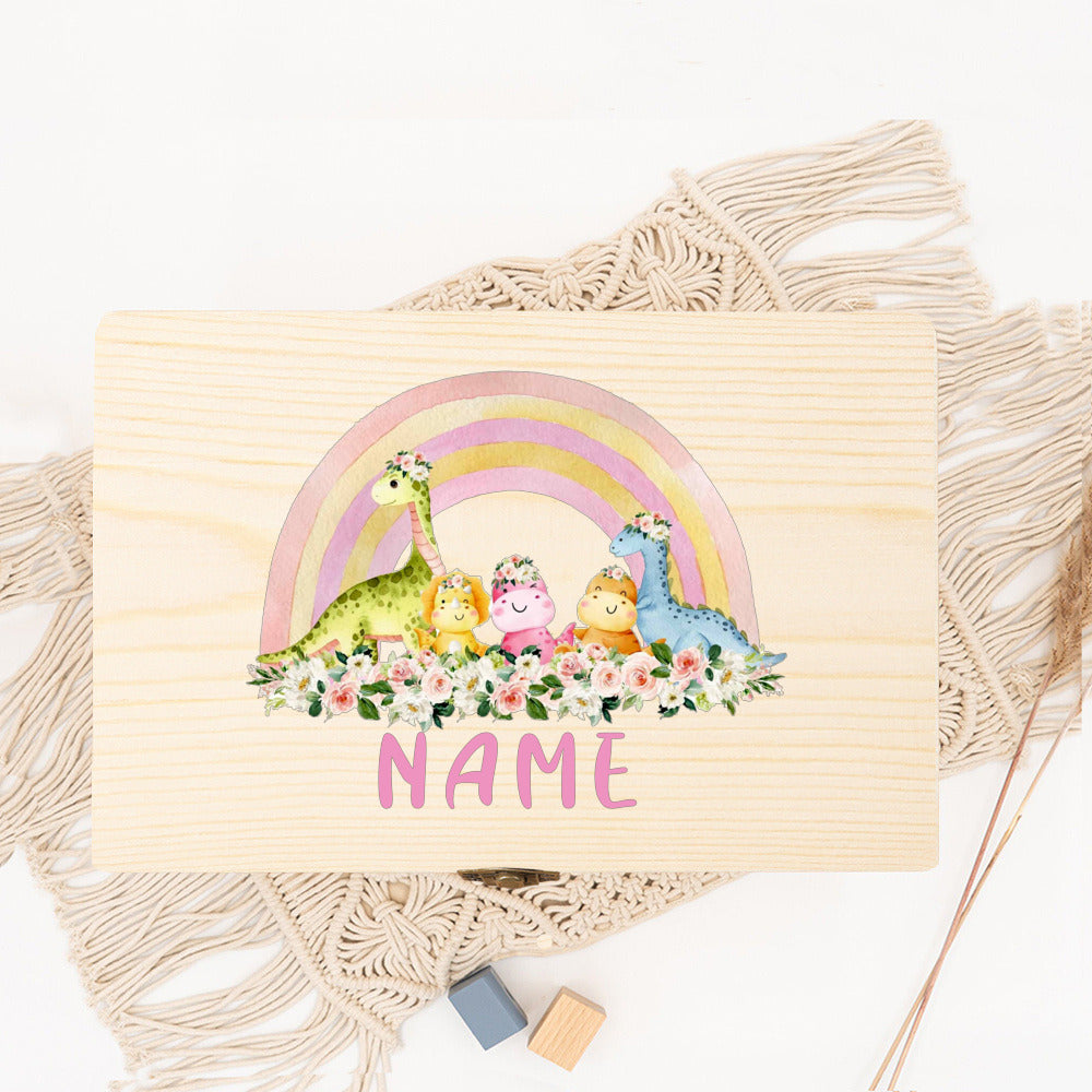 Personalised Forest Animal Rainbow Baby Memory Box Custom Wooden Box Newborn Shower Gift Baby Keepsake Box Umbilical Cord Box