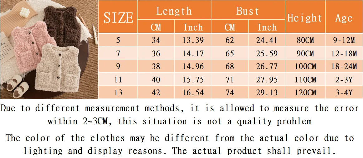 Autumn And Winter New Cute Cartoon Baby Girl Vest Coat, Thick And Warm Children'S Clothing For Babies Aged 9 Months To 4 Years