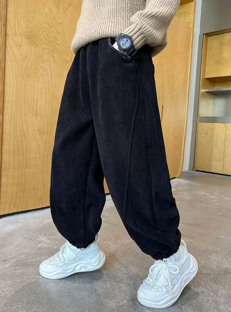 2025 New Boys' Corduroy Pants Spring Autumn Toddler Boy Sports Casual Pants