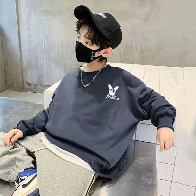Boys' Mid-Large Size 2025 Spring-Autumn New Layering Stylish Street-Cool Sweatshirt