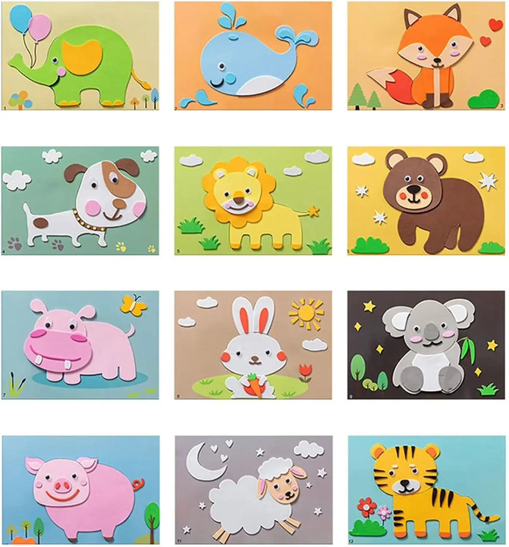 Cartoon EVA Sticker Toys DIY Kids Animal Handmade Stickers 3D Puzzle Game Cartoon Painting Stickers Learning Toys for Kids