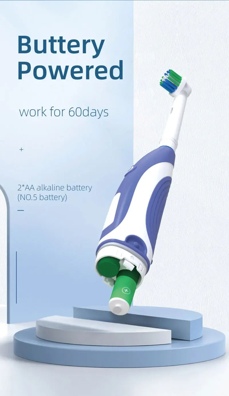 Electric Toothbrush Rounded 3D Heads Teeth Brush Soft Bristle Vibrate Rotation Gum Care Battery Power Teeth Whitening For Adults