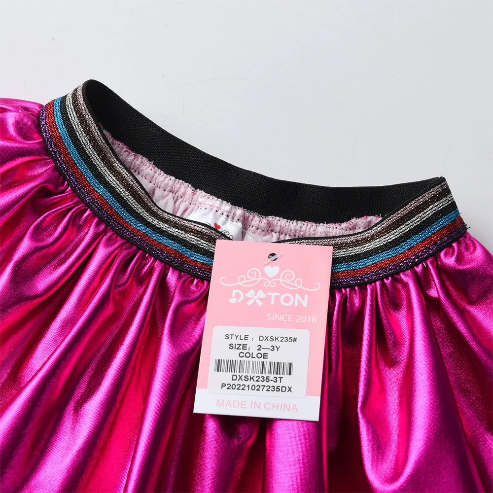 DXTON Kids Girls Tutu Ballet Skirt Children Shiny Sequins Prom Birthday Party Layered Princess Pleated Skirt Kid Summer Costumes