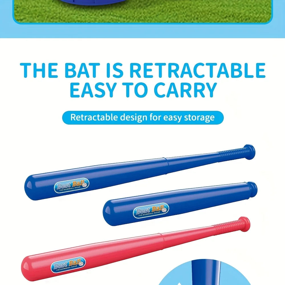 Baseball Tee T-Ball Set for Kids Toddler Baseball Set with Step-On Pitching Machine Pop Up Balls Outdoor Christmas Gift for Boys